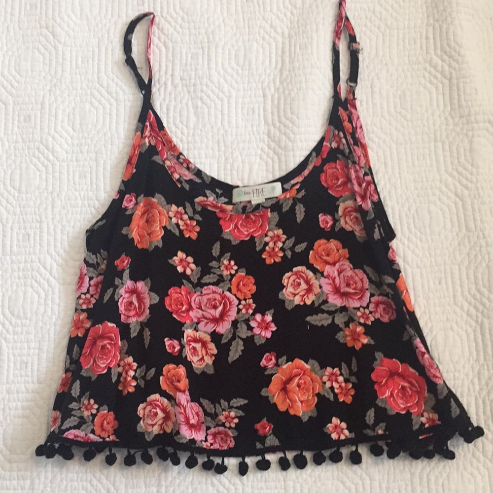rose patterned crop top, S